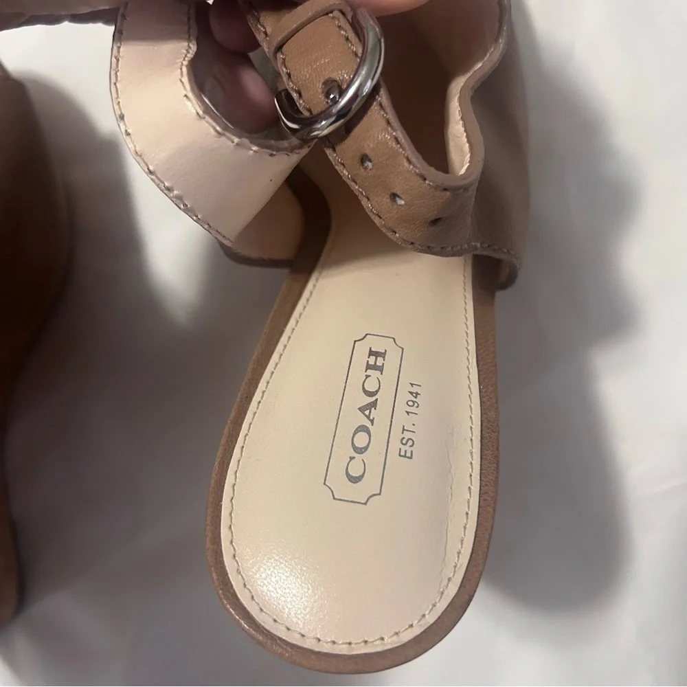 Coach Jade Beige Leather Wedge Sandals.8B - Picture 10 of 16